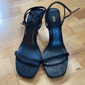 Zara Black Dress Heel Stilettos size 38